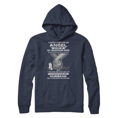 I Asked God For An Angel He Sent Me My Wife Tattoos Husband T-Shirt & Hoodie | Teecentury.com