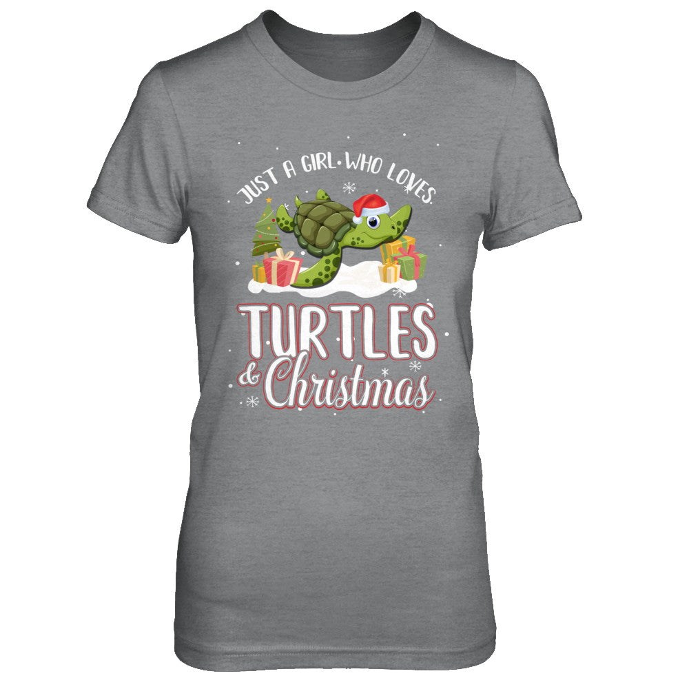 Just A Girl Who Loves Turtles And Christmas T-Shirt & Sweatshirt | Teecentury.com