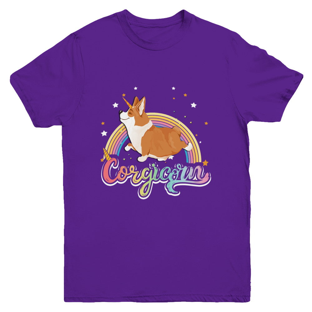 Corgicorn Corgi Unicorn Kids Space Galaxy Rainbow Youth Youth Shirt | Teecentury.com