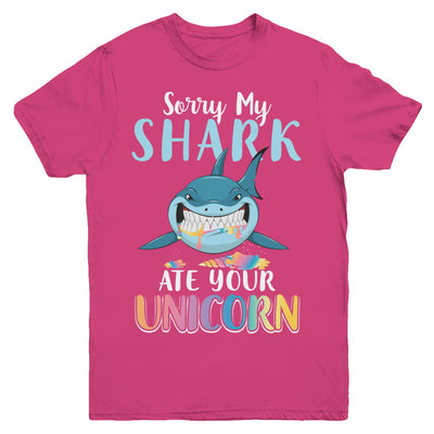 Sorry My Shark Ate Your Unicorn Funny Shark Youth Youth Shirt | Teecentury.com
