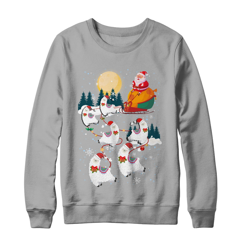 Funny Christmas Llama Alpaca Reindeer Lover Santa Gift T-Shirt & Sweatshirt | Teecentury.com