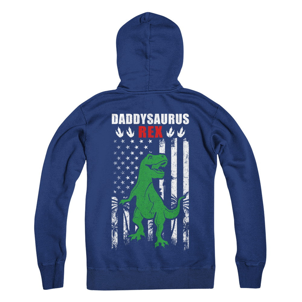 DaddySaurus Dad Dinosaur Rex American Flag Fathers Day T-Shirt & Hoodie | Teecentury.com