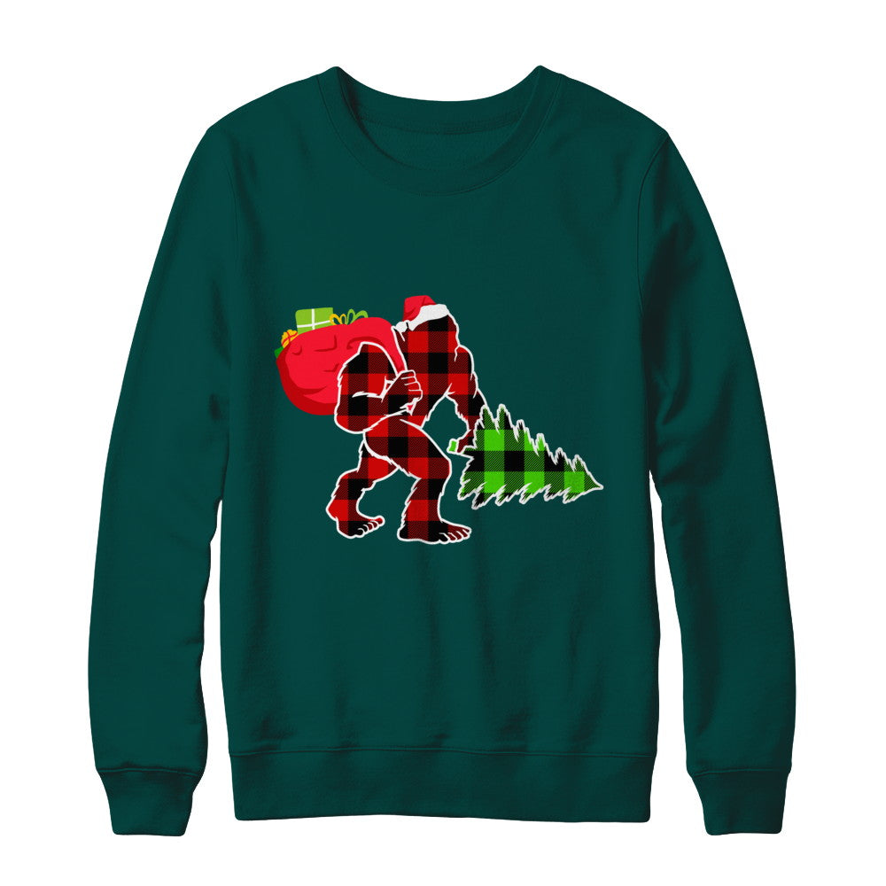 Red Plaid Bigfoot Christmas Buffalo Plaid T-Shirt & Sweatshirt | Teecentury.com