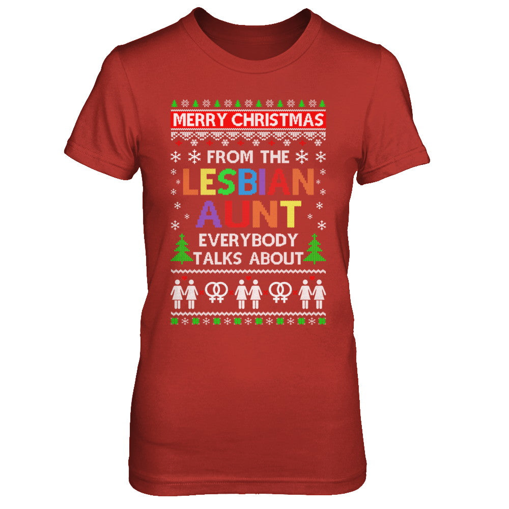 LGBT Merry Christmas From Lesbian Aunt Ugly Christmas Sweater T-Shirt & Sweatshirt | Teecentury.com