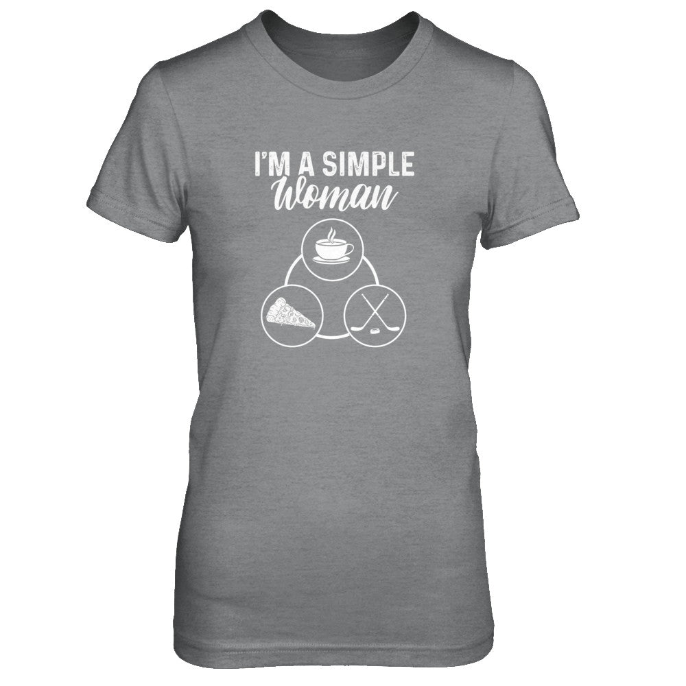 I'm A Simple Woman Coffee Pizza Hockey T-Shirt & Tank Top | Teecentury.com