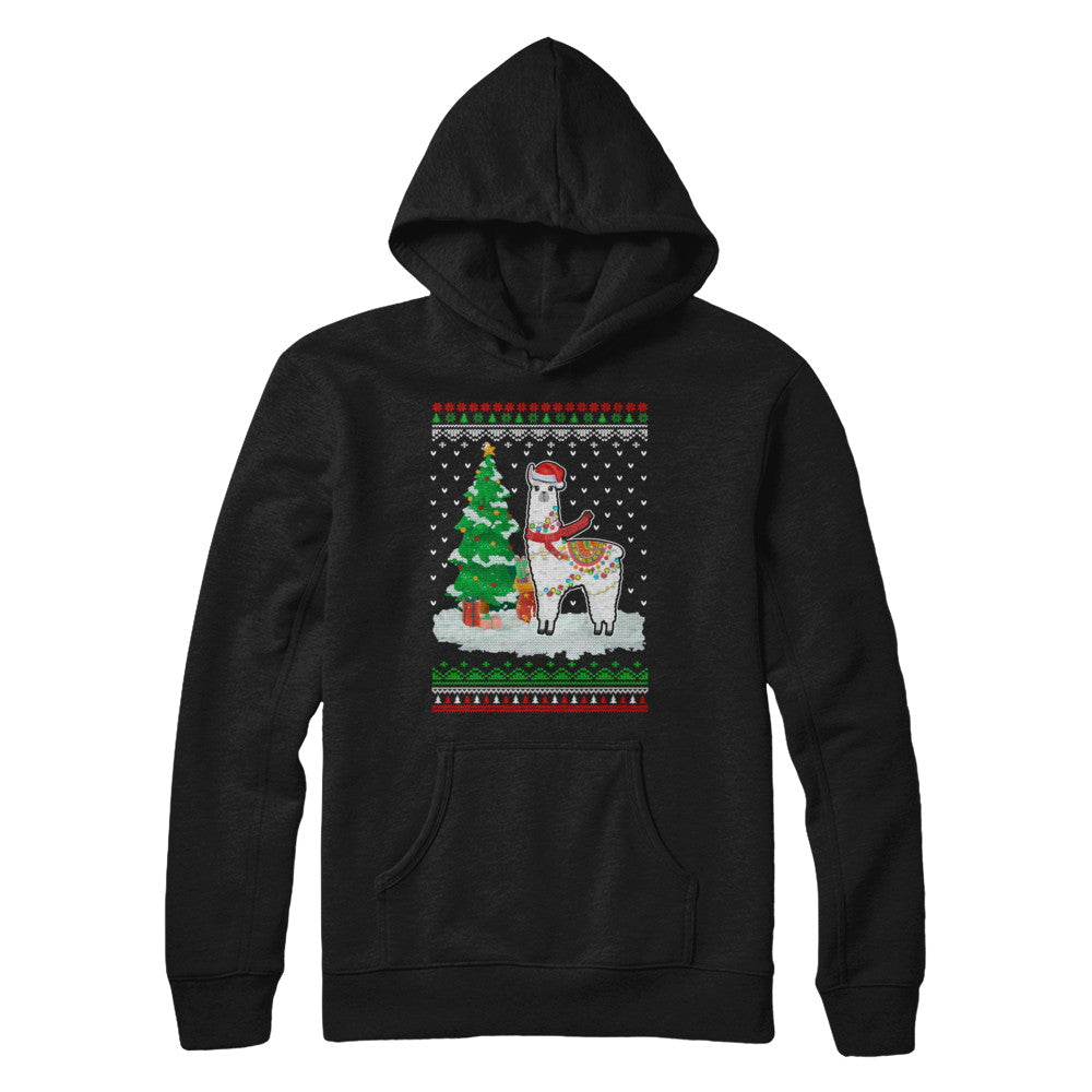 Xmas Alpaca Llama Santa Hat Ugly Christmas Sweater T-Shirt & Sweatshirt | Teecentury.com