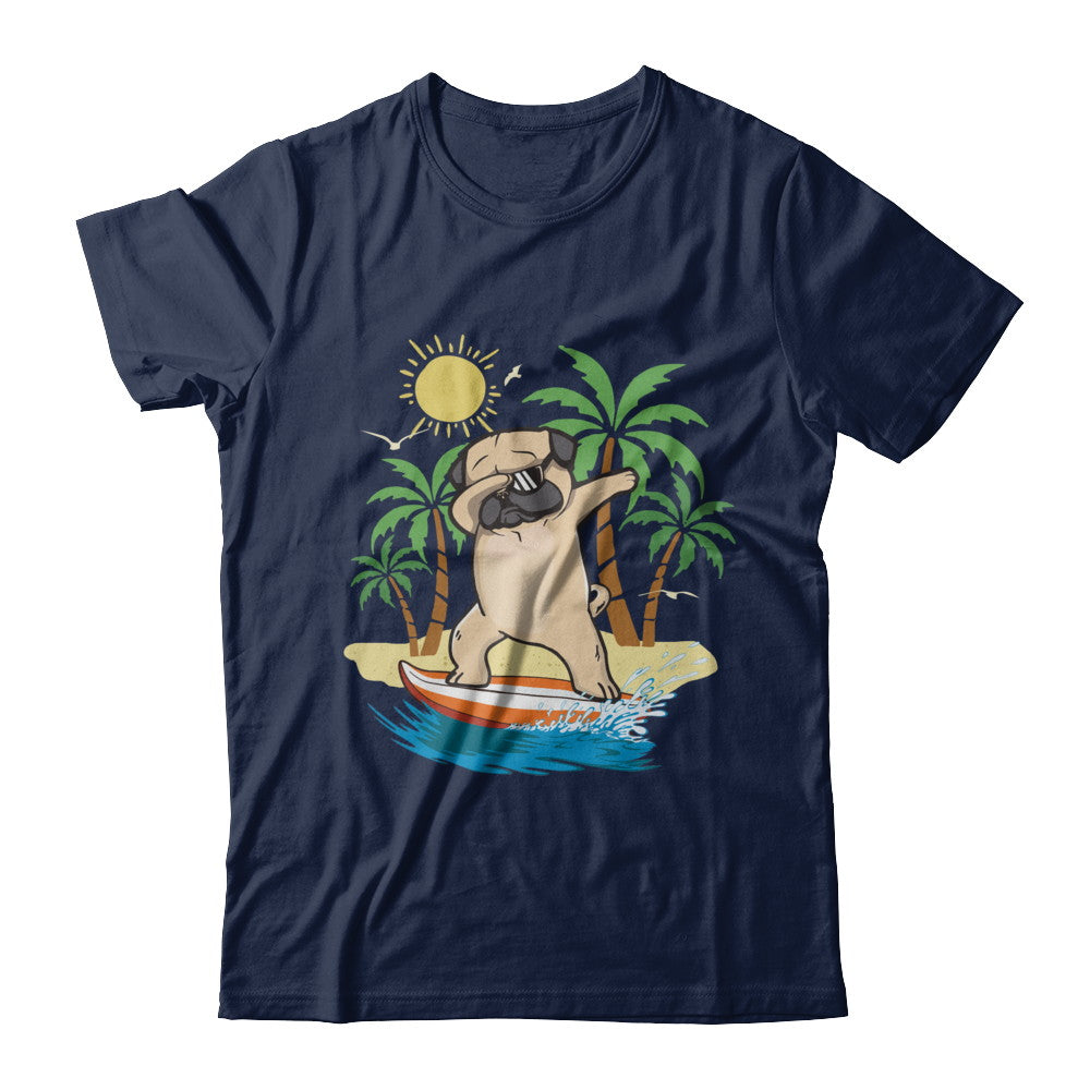Summer Vacation Dabbing Pug Surfing Surfboard Gift T-Shirt & Hoodie | Teecentury.com