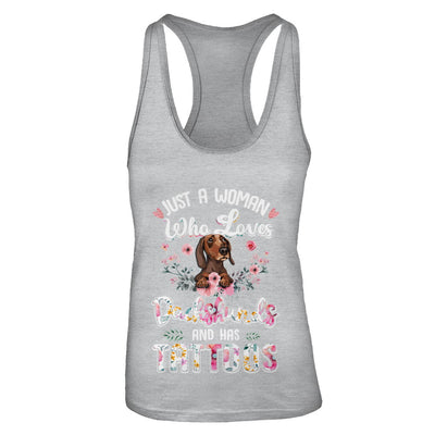 Just A Woman Who Loves Dachshund And Has Tattoos T-Shirt & Tank Top | Teecentury.com