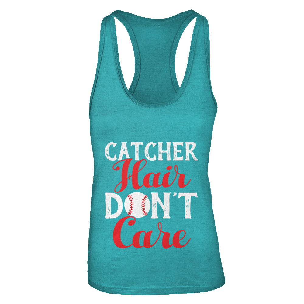 Catcher Hair Don't Care Baseball T-Shirt & Tank Top | Teecentury.com