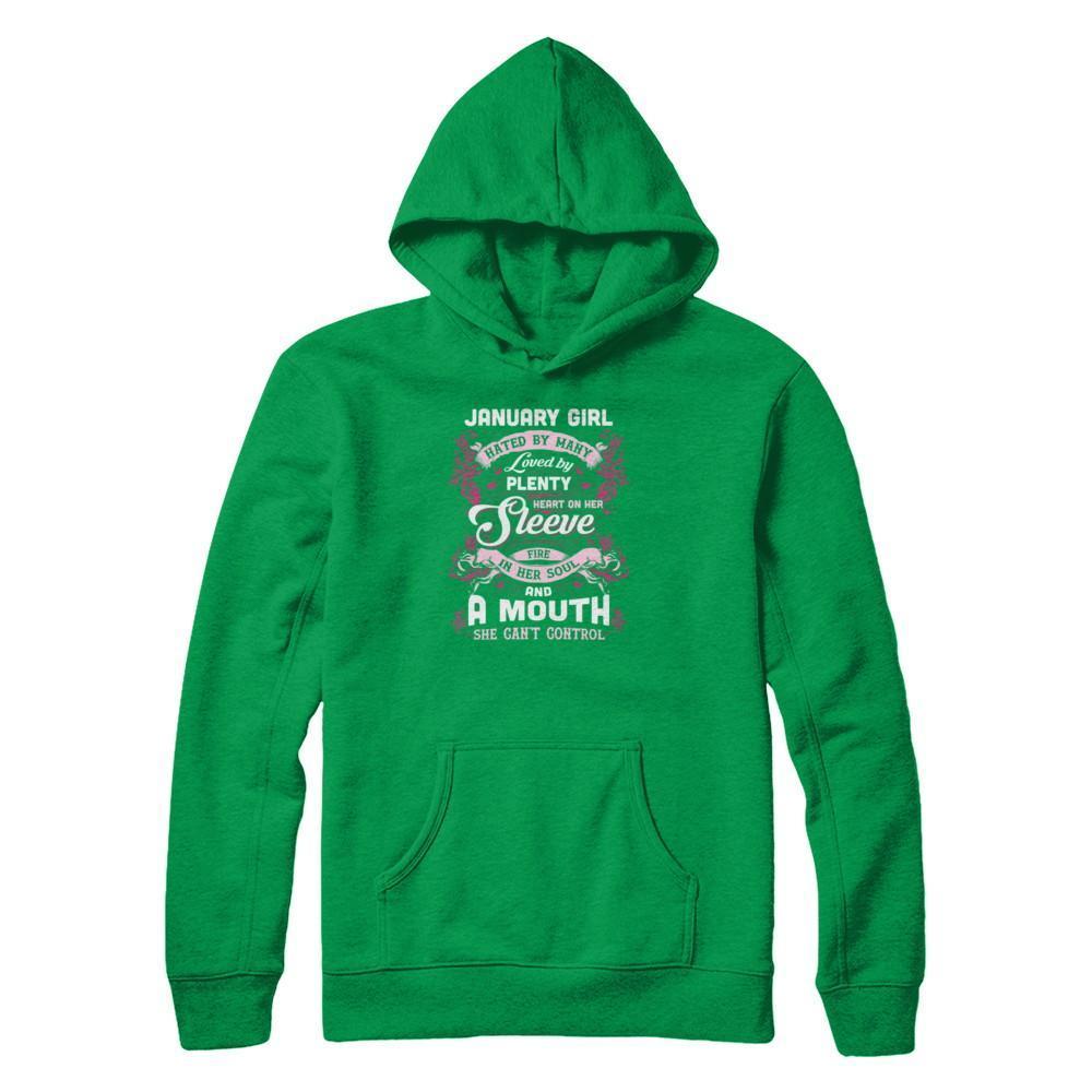 January Girl Hated By Many Loved By Plenty Heart On Her Sleeve T-Shirt & Tank Top | Teecentury.com