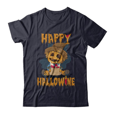 Halloween Happy Hallowine For Wine Straw Man Pumpkin T-Shirt & Sweatshirt | Teecentury.com