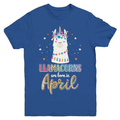 Llama Unicorn Llamacorns Born In April Birthday Gift Youth Youth Shirt | Teecentury.com