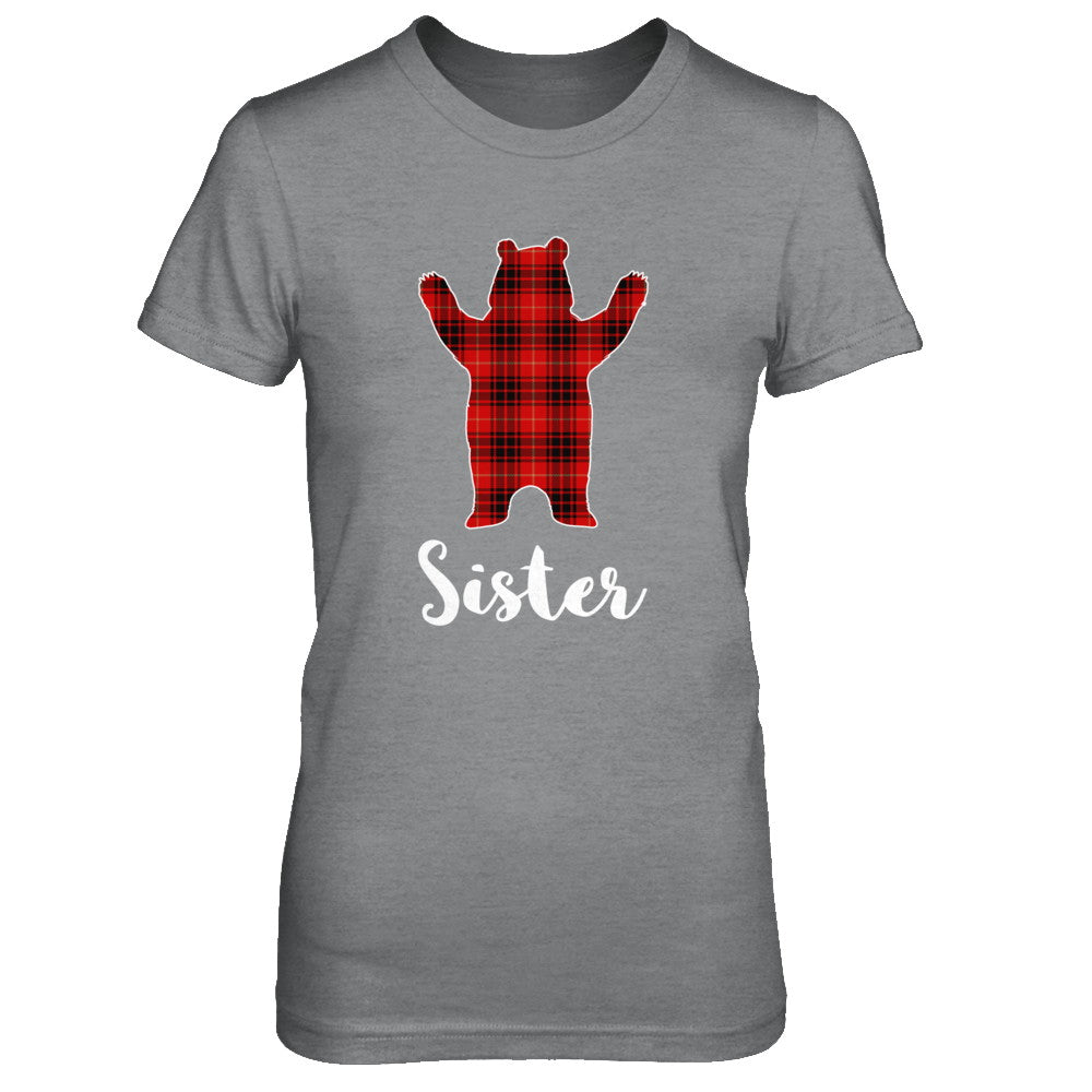 Red Sister Bear Buffalo Plaid Family Christmas Pajamas T-Shirt & Sweatshirt | Teecentury.com