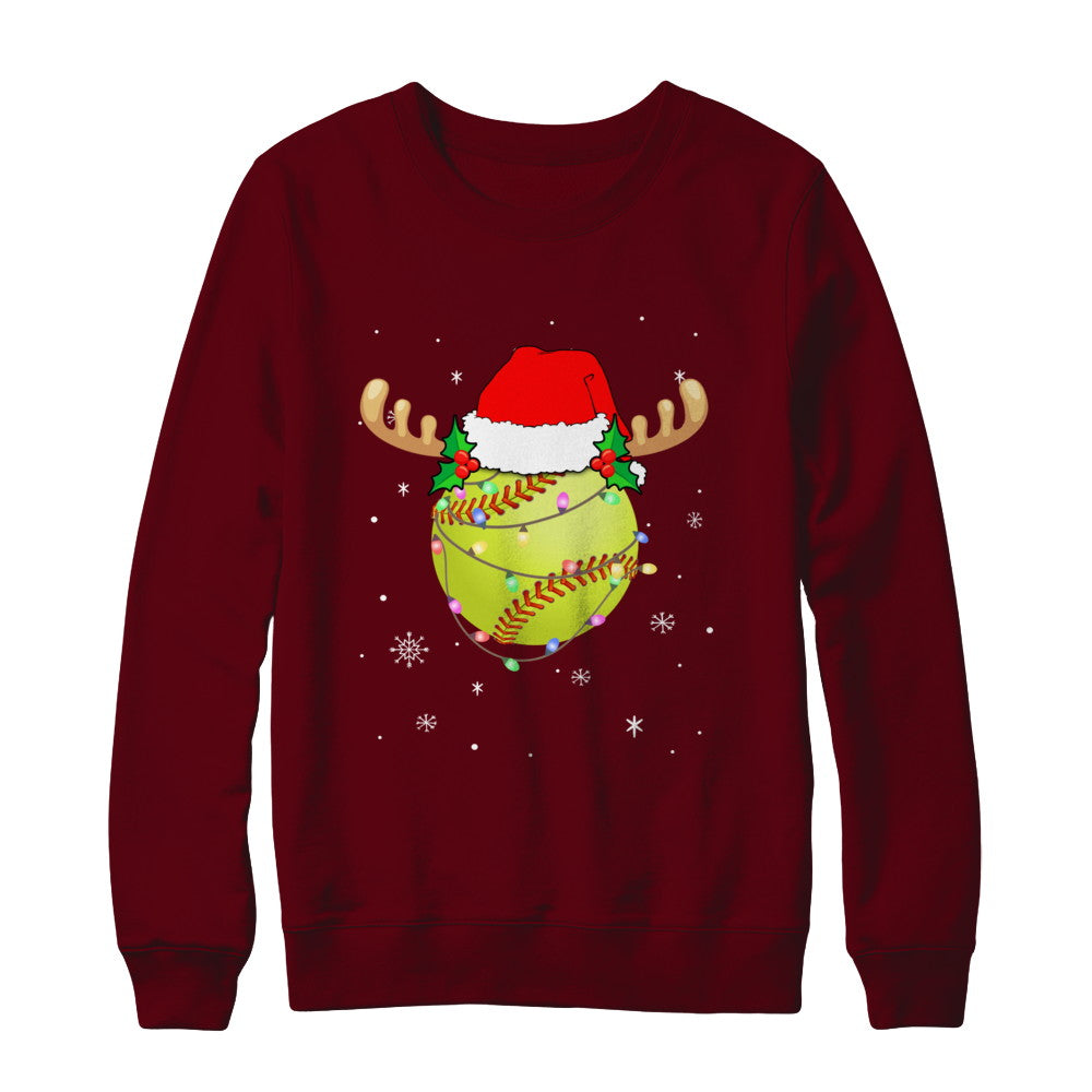 Santa Hat Softball Reindeer Christmas Gifts T-Shirt & Sweatshirt | Teecentury.com