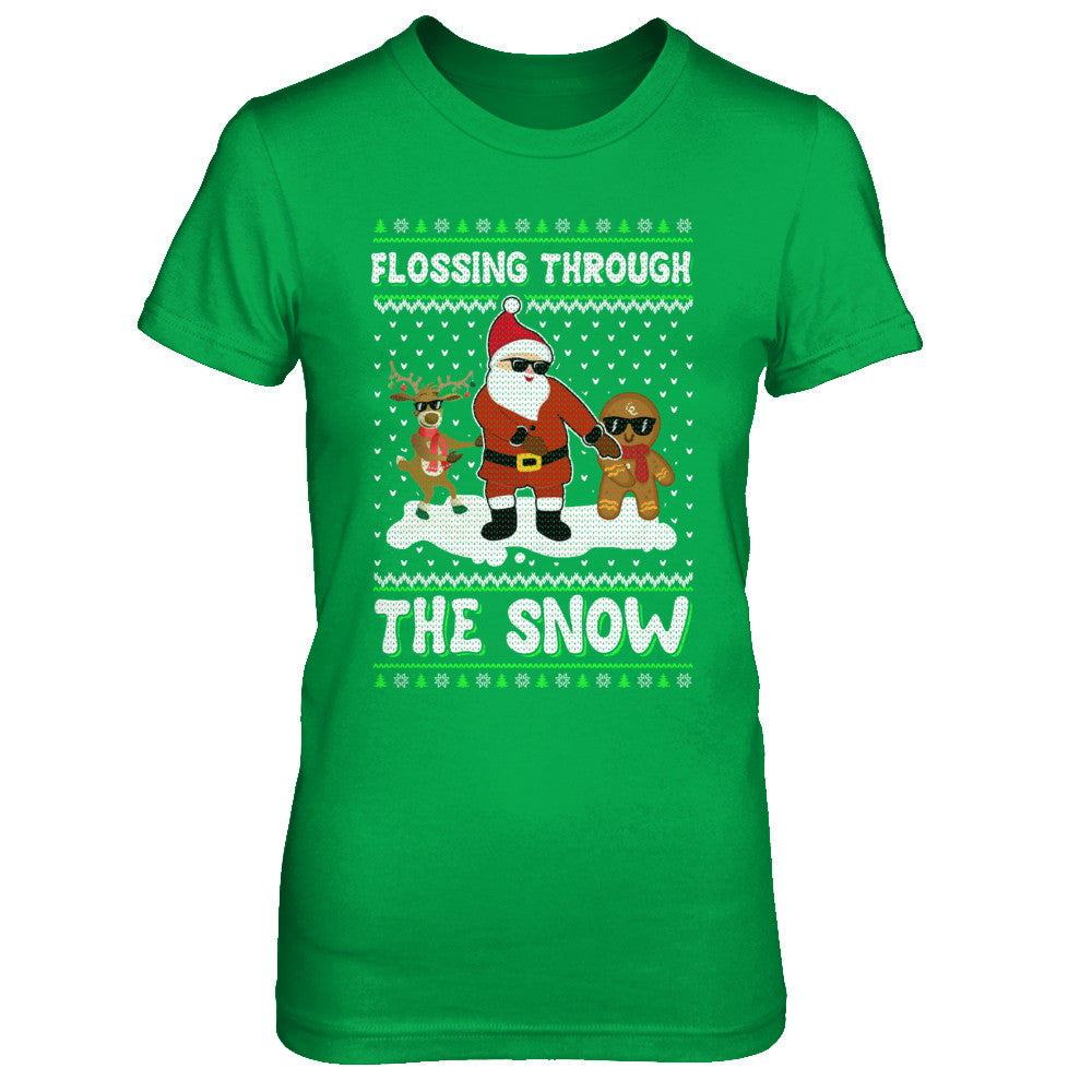 Flossing Through The Snow Santa Ugly Christmas Sweater T-Shirt & Sweatshirt | Teecentury.com
