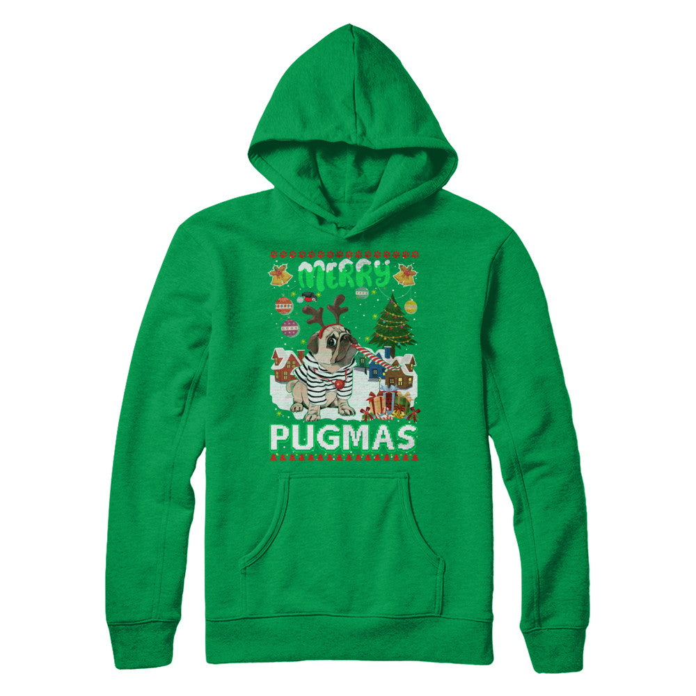 Cute Pug Christmas Merry Pugmas Ugly Sweater Christmas T-Shirt & Sweatshirt | Teecentury.com