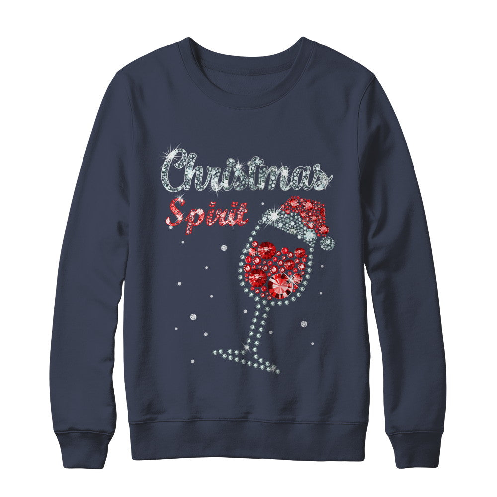 Diamond Christmas Spirit Santa Hat Wine Glass T-Shirt & Sweatshirt | Teecentury.com