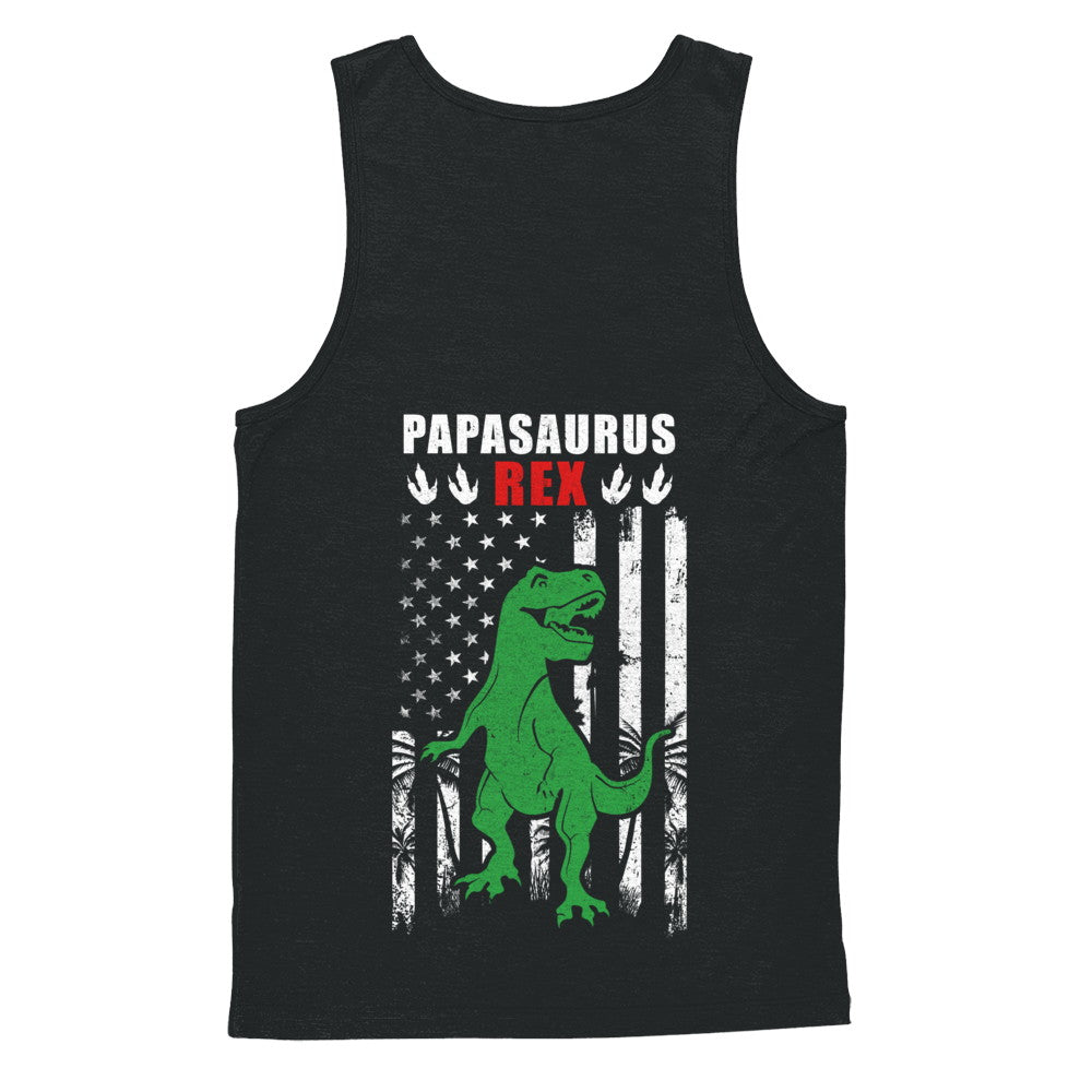 PapaSaurus Papa Dinosaur Rex American Flag Fathers Day T-Shirt & Hoodie | Teecentury.com