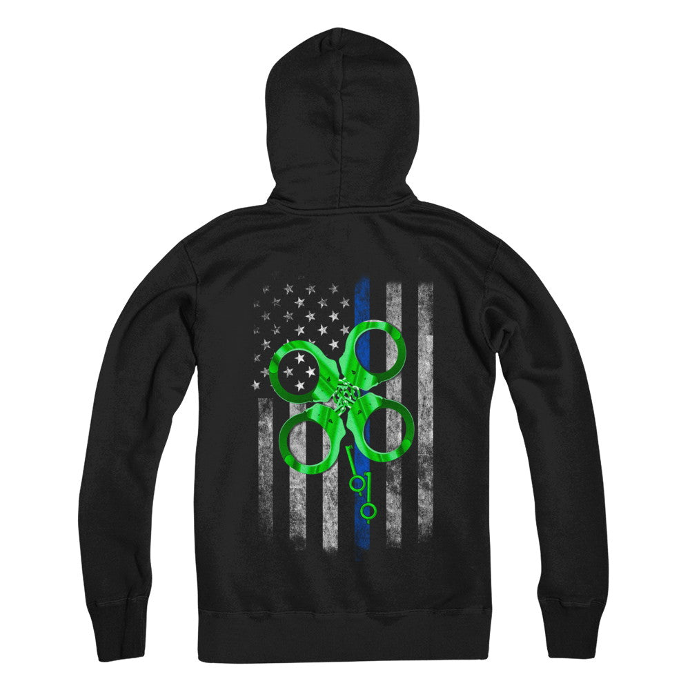 Thin Blue Line Happy St Patrick's Day Clover Police T-Shirt & Hoodie | Teecentury.com