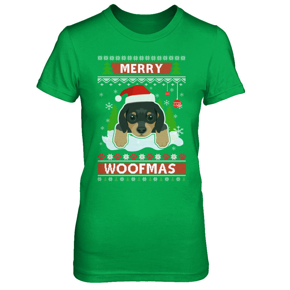 Dachshund Merry Woofmas Ugly Christmas Sweater T-Shirt & Sweatshirt | Teecentury.com