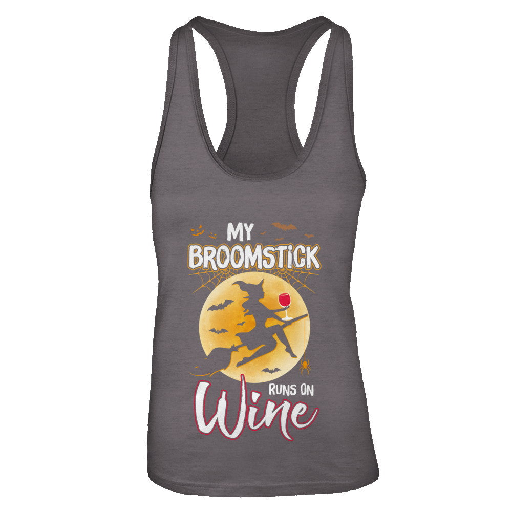 Funny Halloween My Broomstick Runs On Wine Witch T-Shirt & Tank Top | Teecentury.com