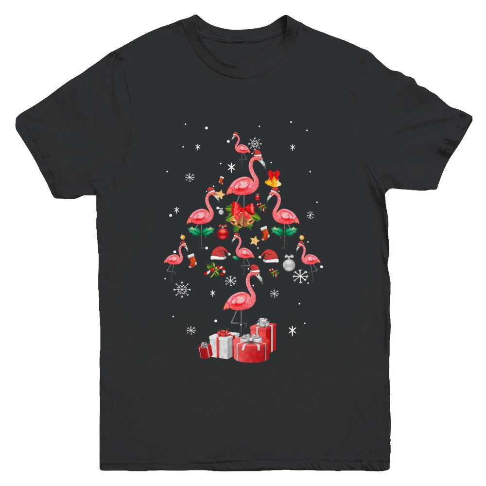 Santa Flamingo Christmas Tree Gift Youth Youth Shirt | Teecentury.com