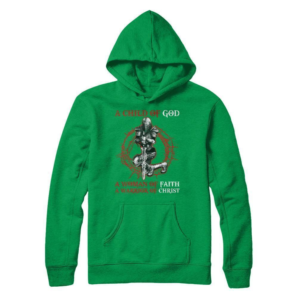 A Child Of God A Woman Of Faith A Warrior Of Christ T-Shirt & Hoodie | Teecentury.com