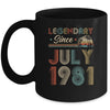 41th Birthday Gift 41 Years Old Legendary Since July 1981 Mug Coffee Mug | Teecentury.com