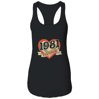 41th Birthday Gifts Classic Retro Heart Vintage 1981 T-Shirt & Tank Top | Teecentury.com