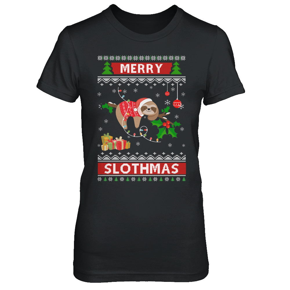 Merry Slothmas Funny Sloth Ugly Christmas Sweater T-Shirt & Sweatshirt | Teecentury.com