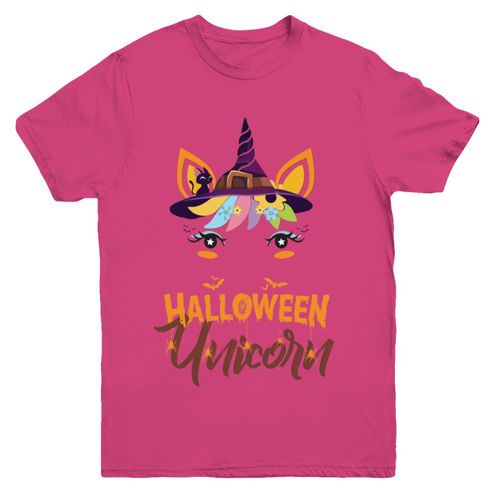 Halloween Costume Unicorn Witch Bats Youth Youth Shirt | Teecentury.com