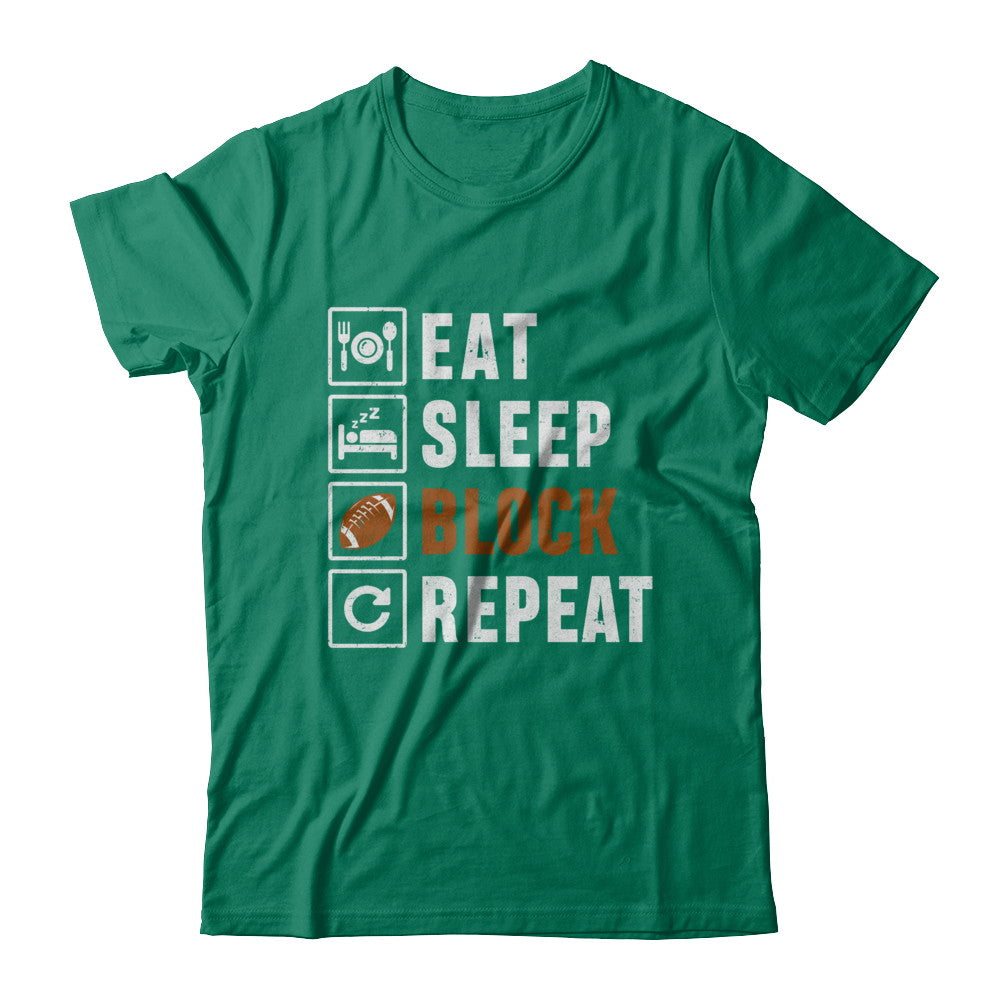 Funny Eat Sleep Block Repeat Football Gifts T-Shirt & Hoodie | Teecentury.com