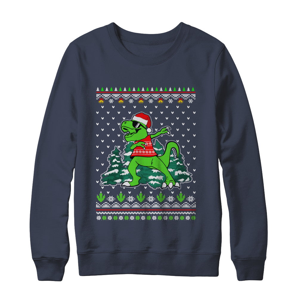 Funny Dab Dabbing Dinosaur Ugly Christmas Sweater Xmas T-Shirt & Sweatshirt | Teecentury.com