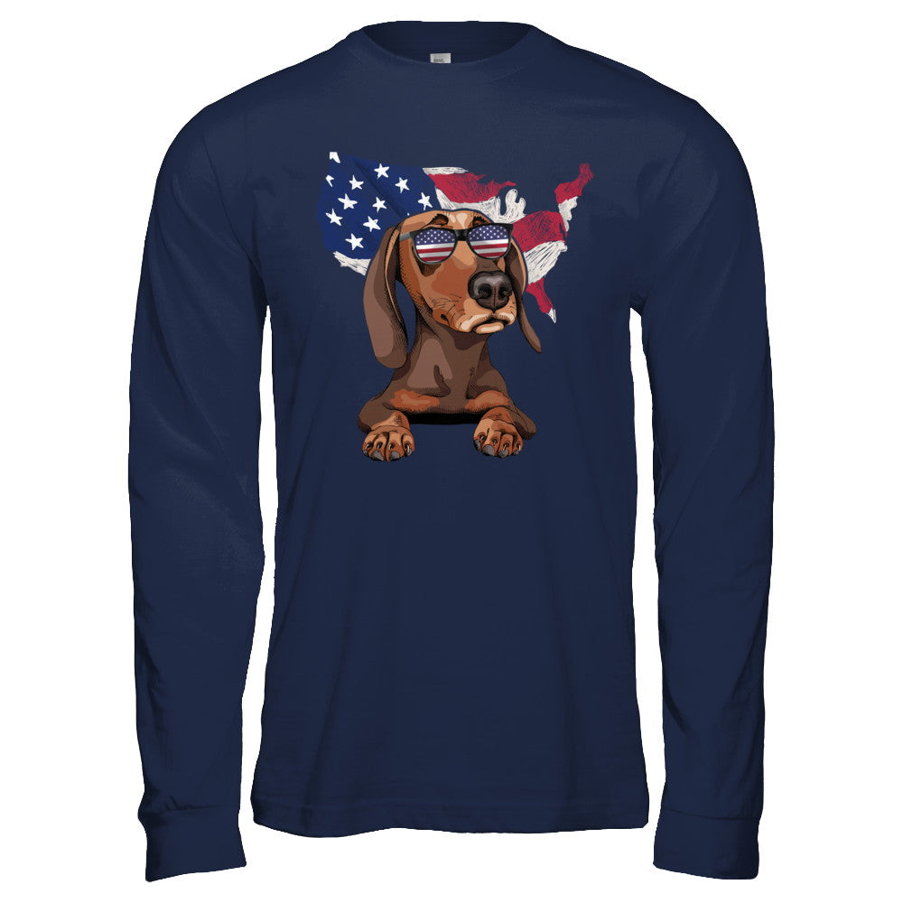 Funny Patriot Dachshund Dog 4Th Of July American Flag T-Shirt & Hoodie | Teecentury.com
