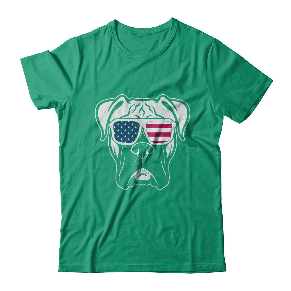 Boxer Dog American Flag Glasses 4Th Of July T-Shirt & Hoodie | Teecentury.com