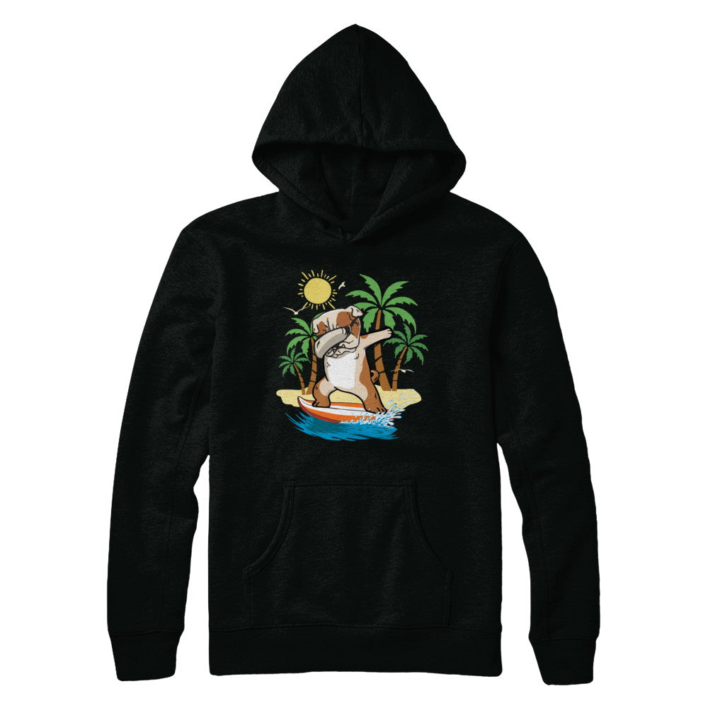 Summer Vacation Dabbing Bulldog Surfing Surfboard Gift T-Shirt & Hoodie | Teecentury.com