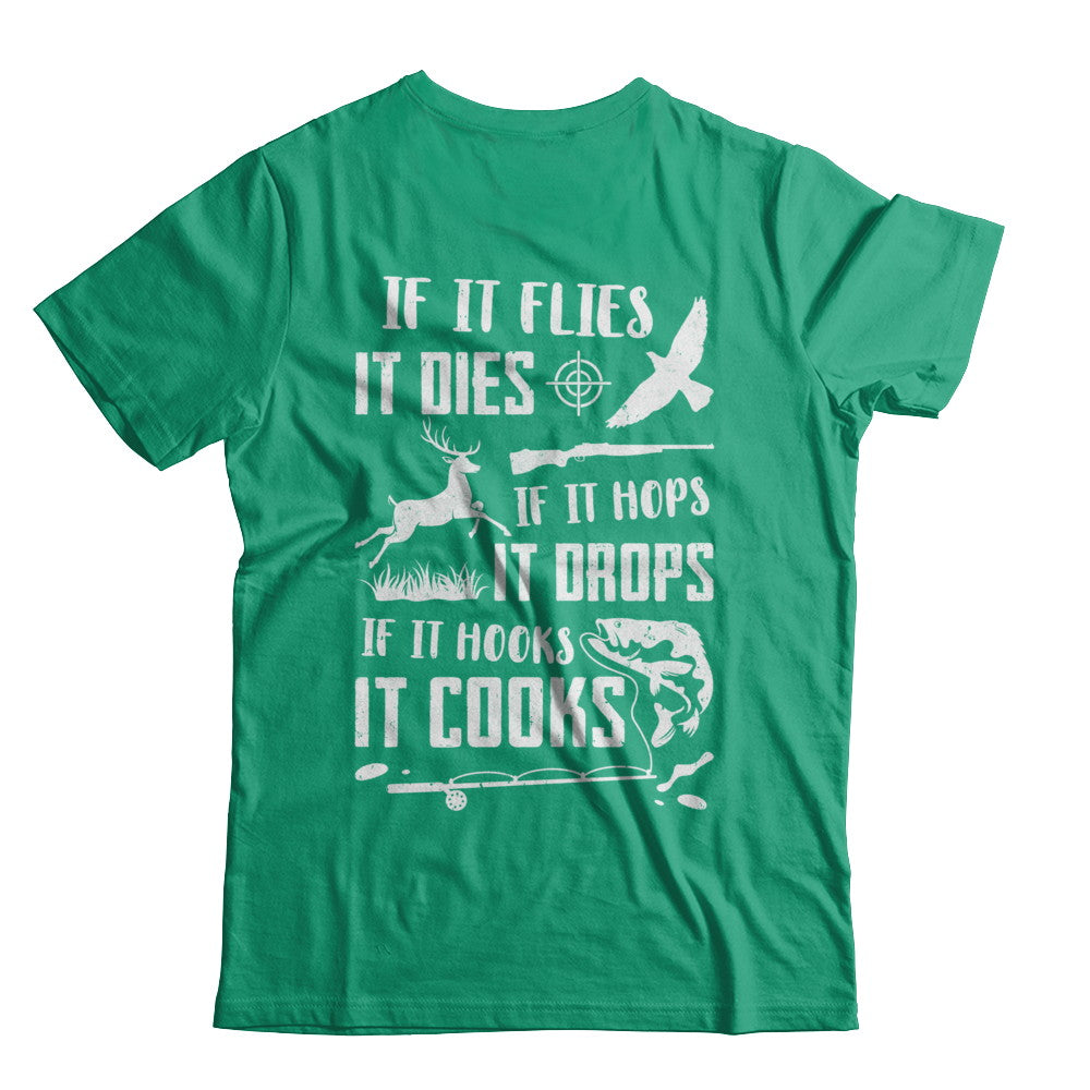 If It Flies If It Hops If It Hooks Funny Hunting Fishing Gift T-shirts Pullover Hoodies Black/S