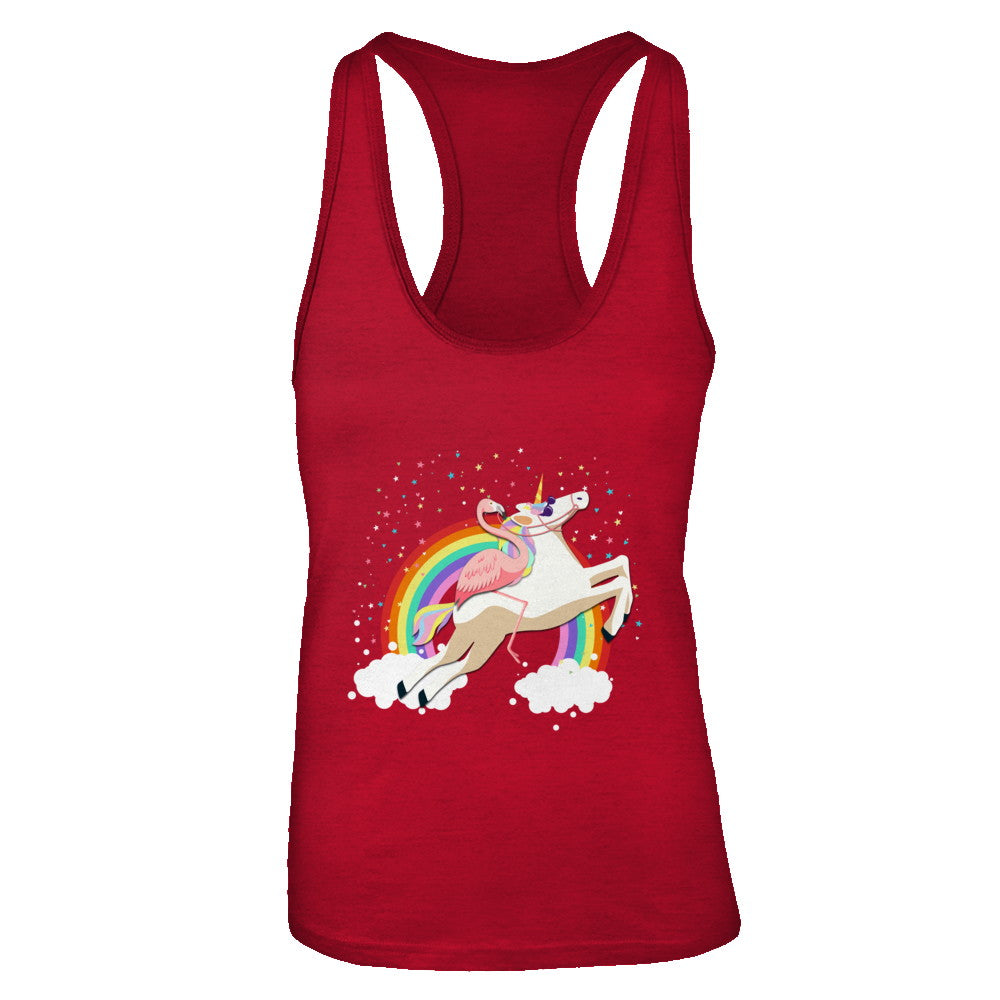 Flamingo Pink Bird Riding Unicorn T-Shirt & Tank Top | Teecentury.com