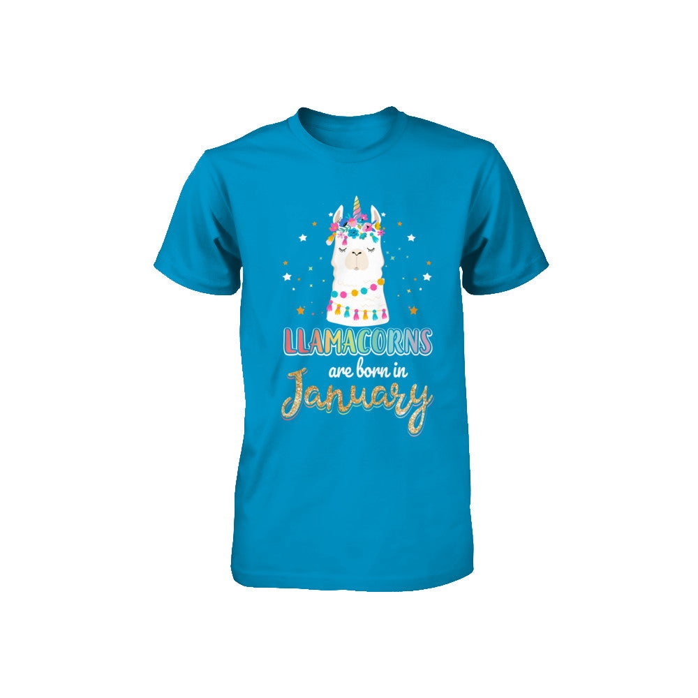 Llama Unicorn Llamacorns Born In January Birthday Gift Youth Youth Shirt | Teecentury.com
