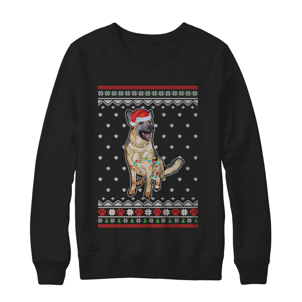 German Shepherd Christmas Ugly Sweater Lights Dog Xmas Gift T-Shirt & Sweatshirt | Teecentury.com