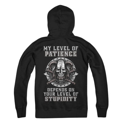 Viking Men My Level Of Patience Depends On Your Level Of Stupidity T-Shirt & Hoodie | Teecentury.com