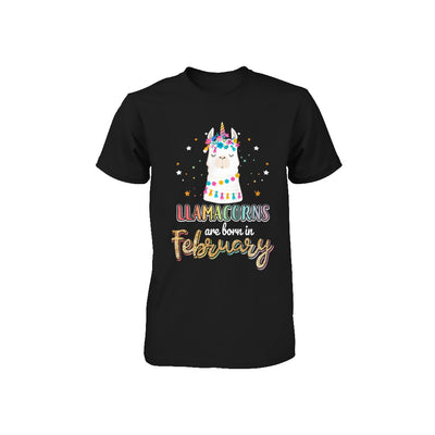 Llama Unicorn Llamacorns Born In February Birthday Gift Youth Youth Shirt | Teecentury.com