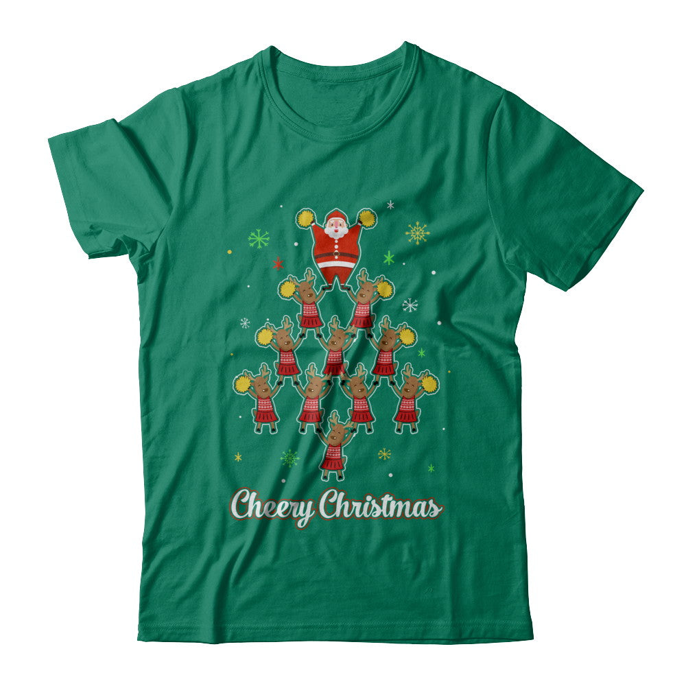 Cheery Christmas Funny Reindeer Santa Claus Cheerleader T-Shirt & Sweatshirt | Teecentury.com