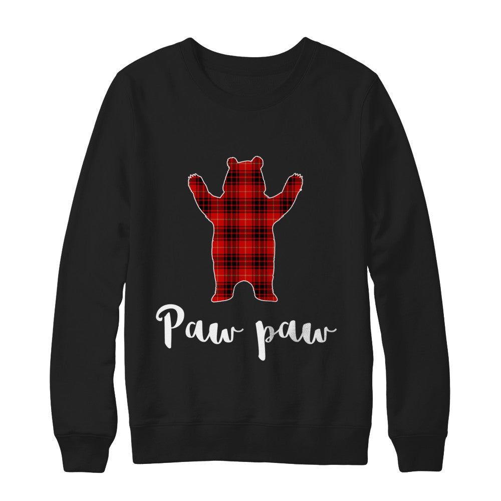Red Paw Paw Bear Buffalo Plaid Family Christmas Pajamas T-Shirt & Sweatshirt | Teecentury.com