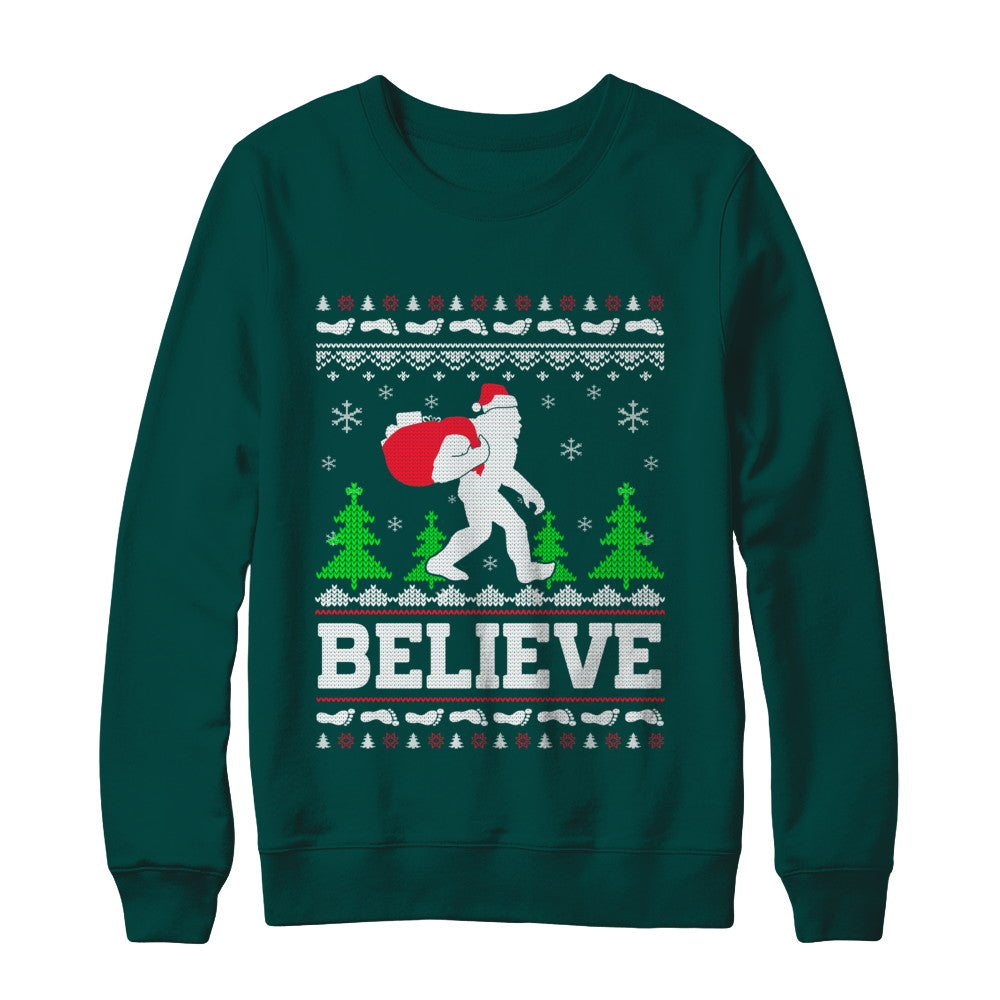 Christmas Believe Bigfoot Ugly Xmas Sweater T-Shirt & Sweatshirt | Teecentury.com