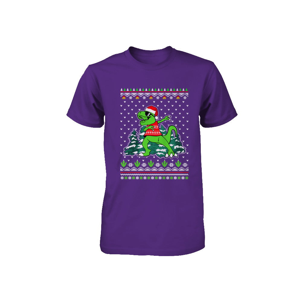 Funny Dab Dabbing Dinosaur Ugly Christmas Sweater Xmas Youth Youth Shirt | Teecentury.com
