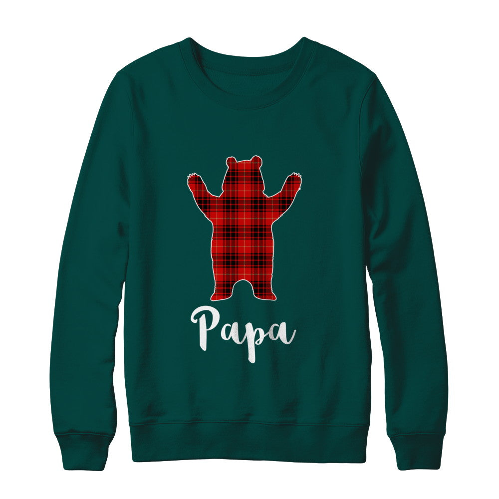 Red Papa Bear Buffalo Plaid Family Christmas Pajamas T-Shirt & Sweatshirt | Teecentury.com