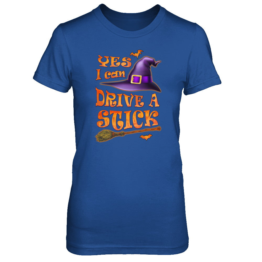 Yes I Can Drive A Stick Funny Halloween Witch Broom T-Shirt & Tank Top | Teecentury.com