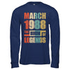 Vintage Retro March 1988 Birth Of Legends 34th Birthday T-Shirt & Hoodie | Teecentury.com