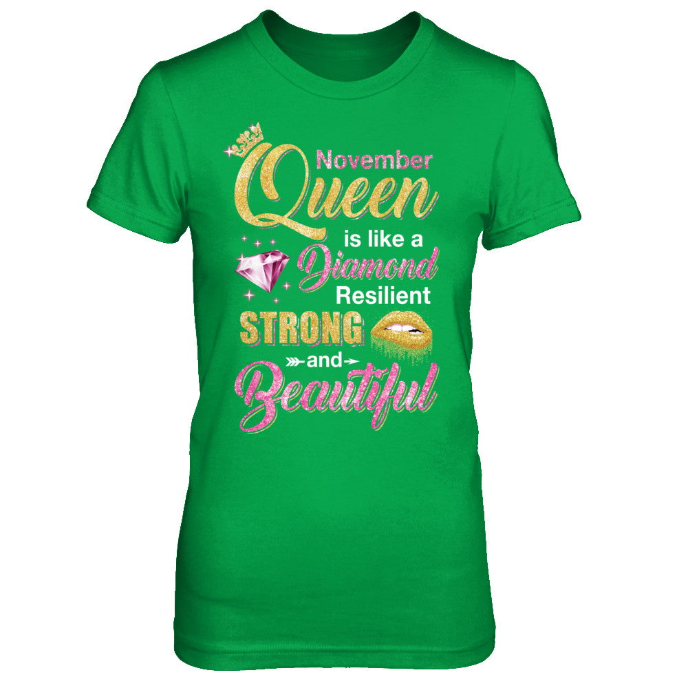 November Girls Queen Is Diamond Strong Beautiful T-Shirt & Hoodie | Teecentury.com